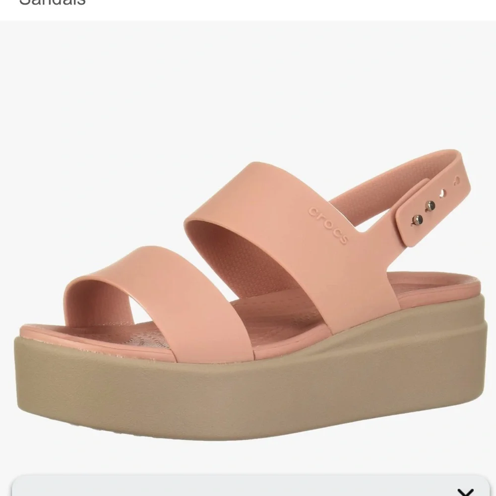 CROCS Brooklyn Pink/Tan Wedge‎ Fashion Sandals Sz 7